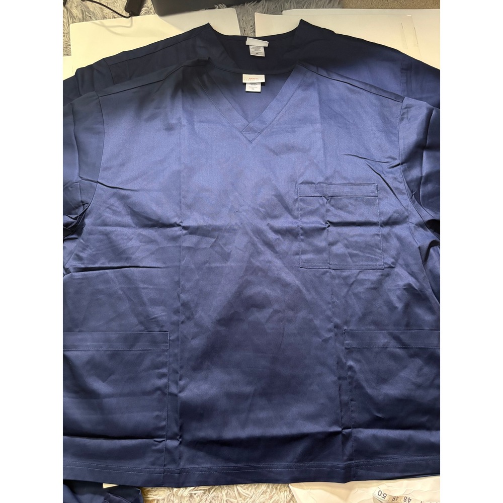 Barco Essentials Scrub Top 3XL Navy V-Neck Plus Size Medical 2 Pack NWT